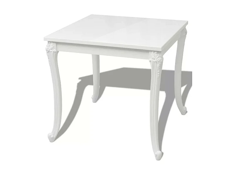 Table carrée bois blanc et pieds plastique Pomme 80cm