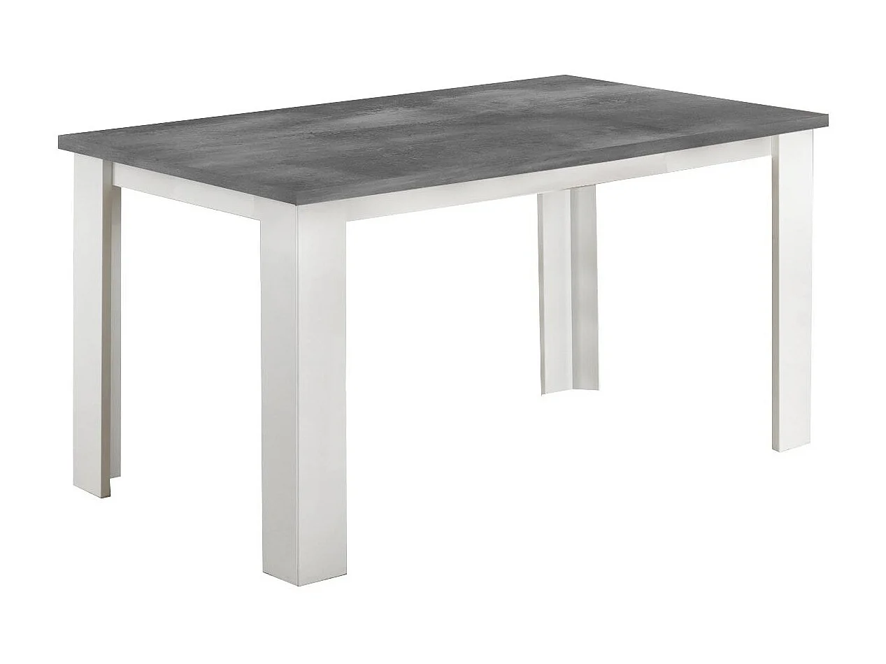 Table à manger carrée gris béton et blanc brillant Sting 120cm