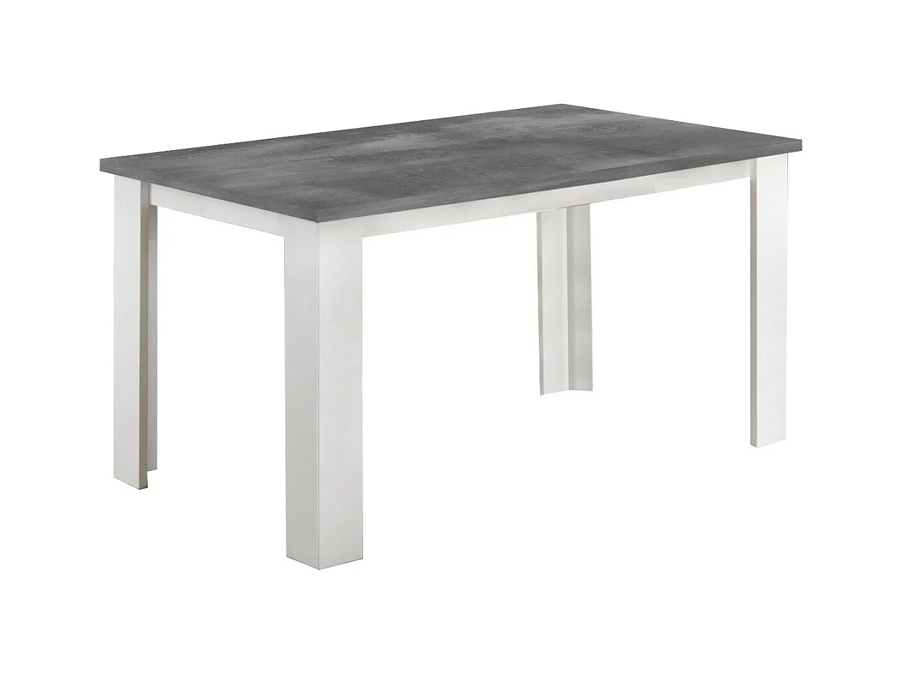 Table à manger carrée gris béton et blanc brillant Sting 120cm