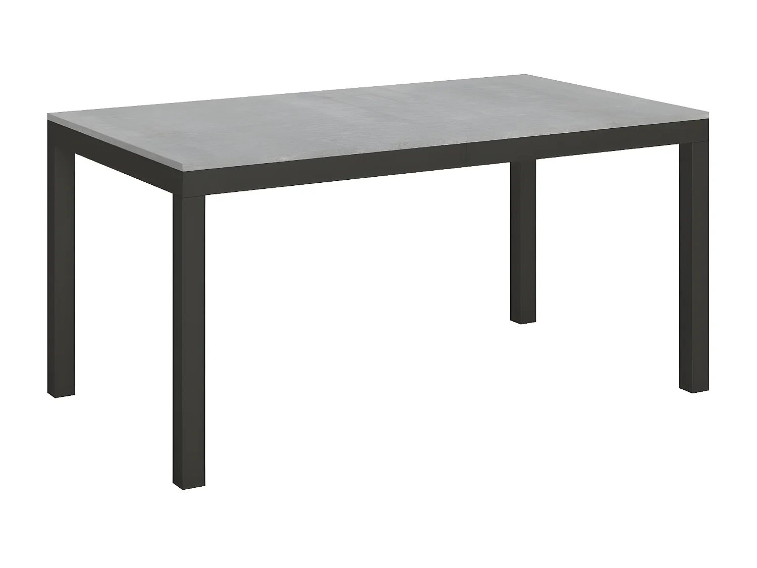Table à manger rectangulaire gris béton et métal anthracite Evy 130cm