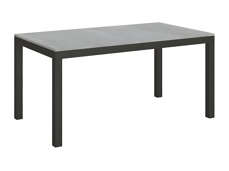 Table à manger rectangulaire gris béton et métal anthracite Evy 130cm