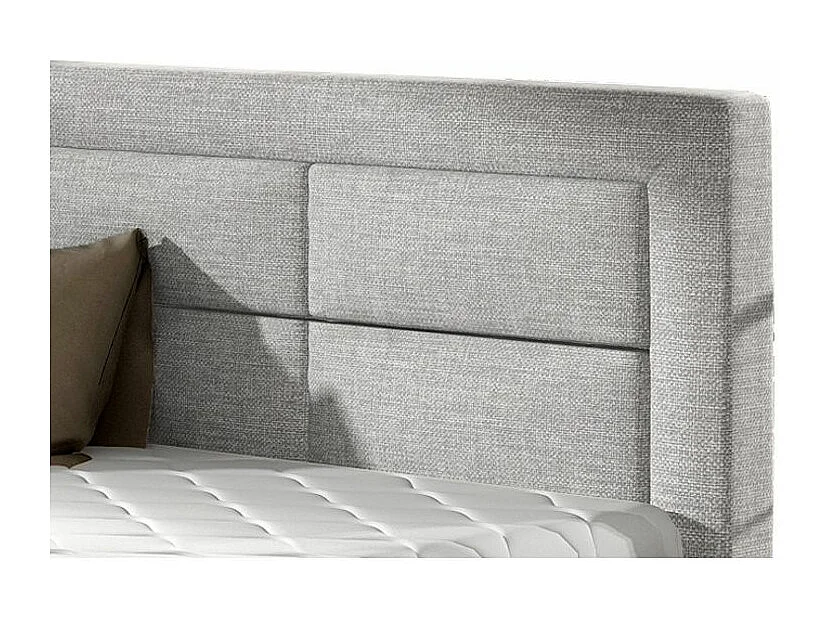 Lit moderne tissu capitonné Rizaro-Couleur Gris clair-140x200-Version coffre de rangement