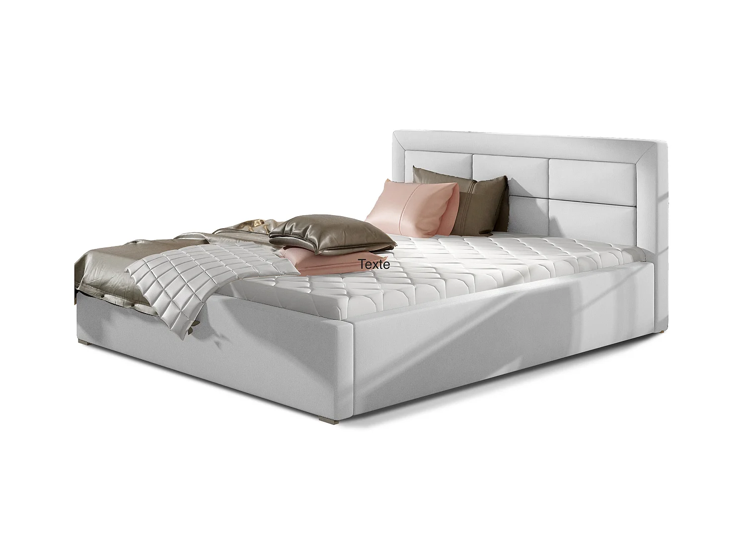 Lit moderne simili cuir capitonné Rizaro-Couleur Blanc-200x200-Version coffre de rangement