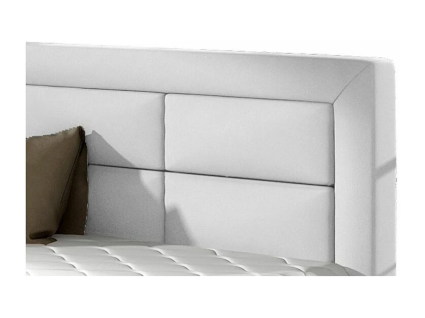 Lit moderne simili cuir capitonné Rizaro-Couleur Blanc-140x200-Version coffre de rangement