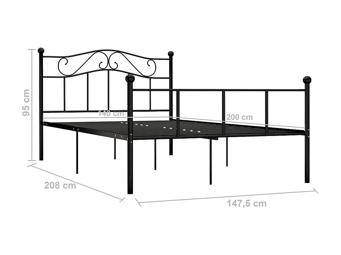 Lit métal noir Vic 140x200
