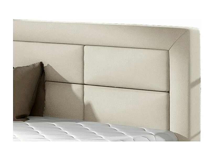 Lit moderne simili cuir capitonné Rizaro-Couleur Crème-180x200-Version coffre de rangement