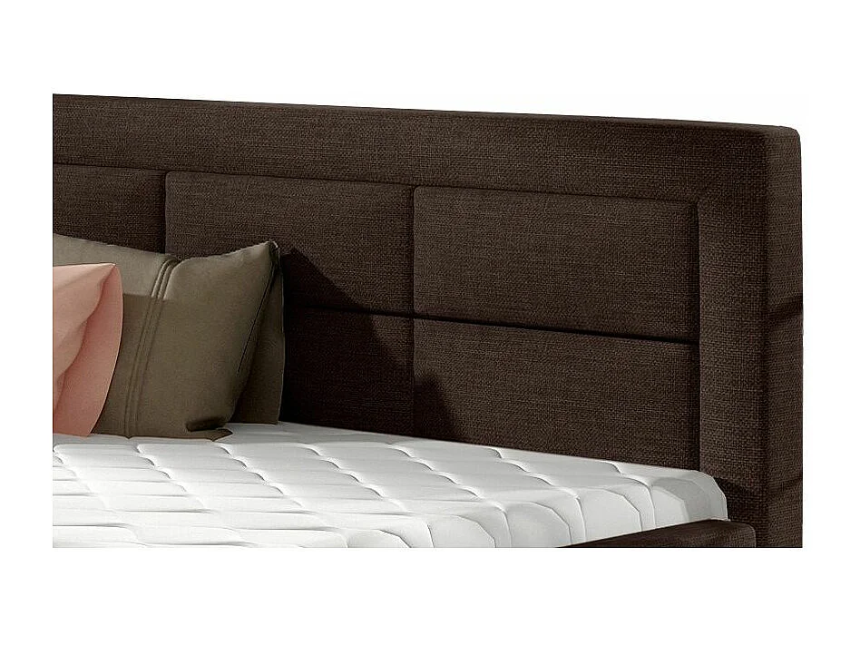 Lit moderne tissu capitonné Rizaro-Couleur Marron-160x200-Version coffre de rangement