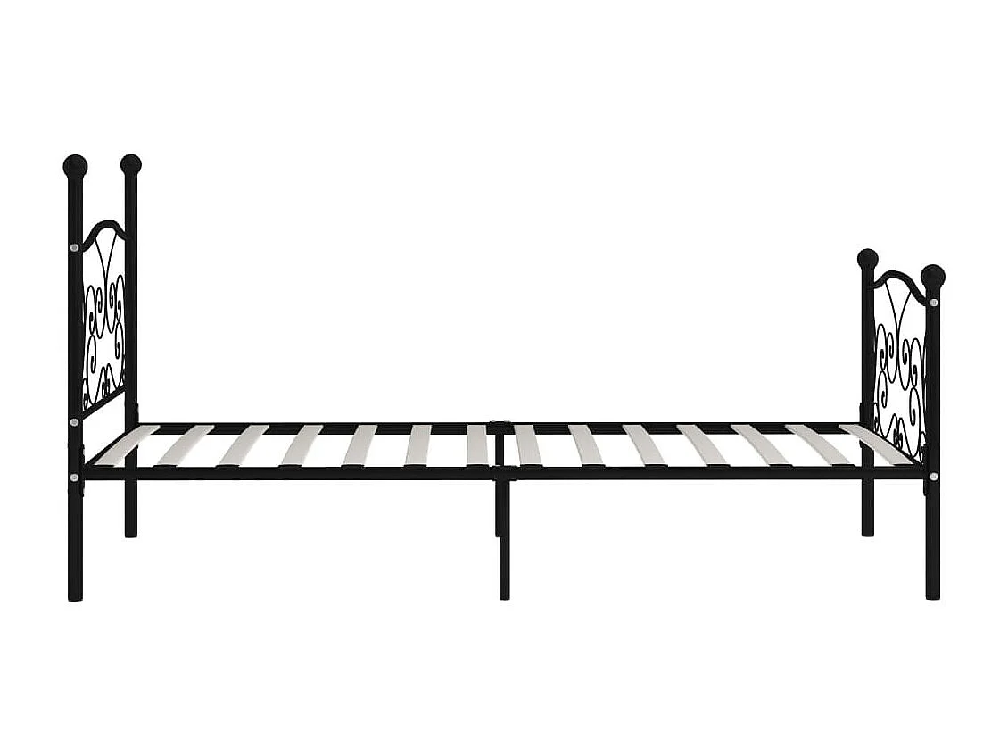 Lit métal noir deco fleurs 90x200