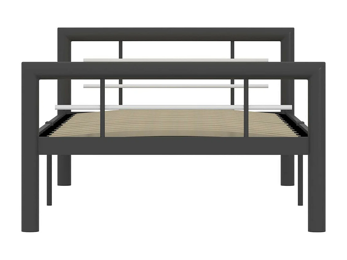 Lit métal design gris et blanc Lander 90x200