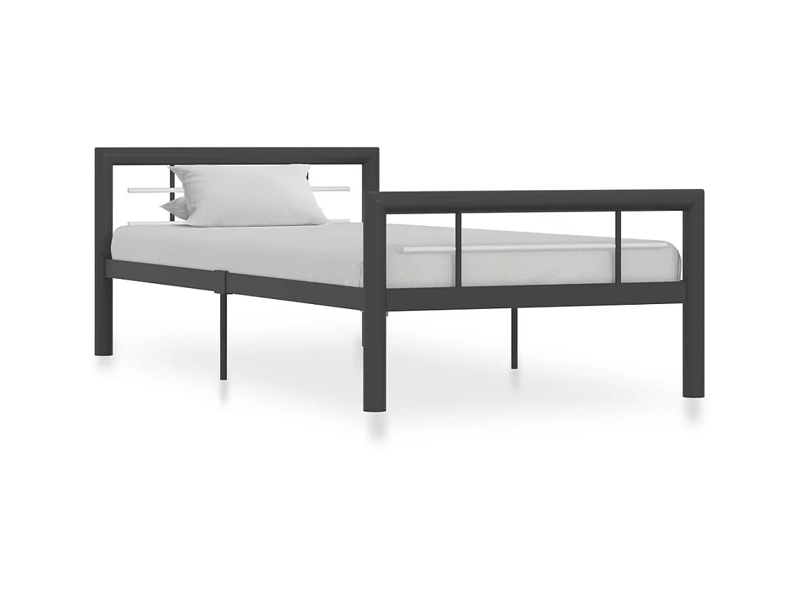 Lit métal design gris et blanc Lander 90x200