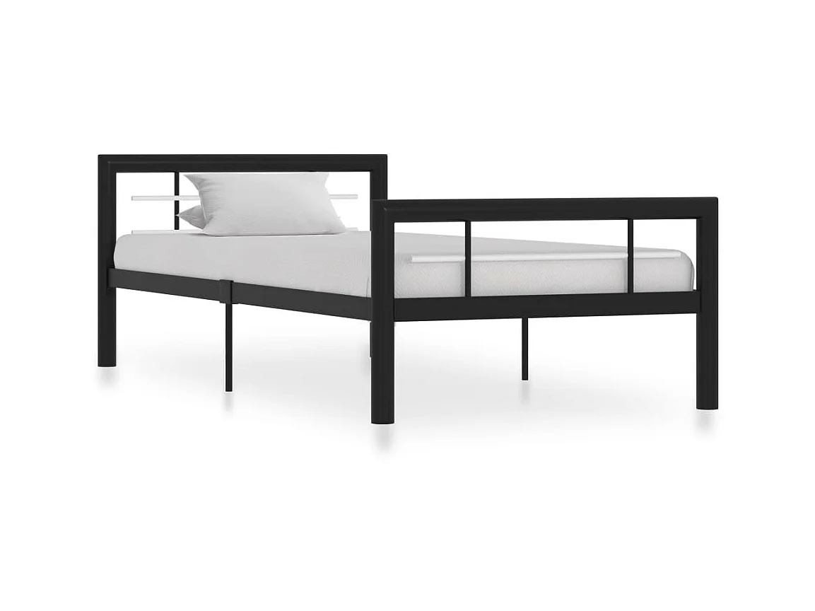 Lit métal design noir et blanc Lander 90x200