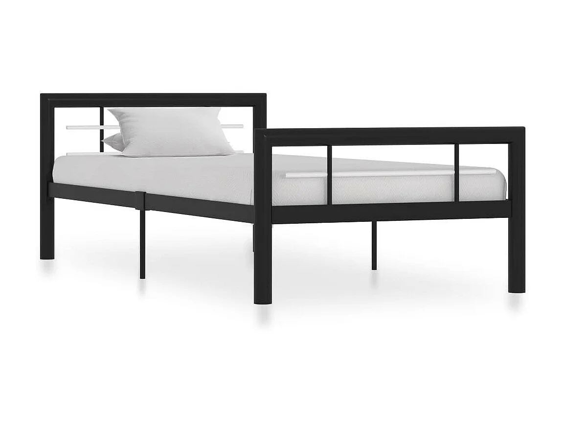 Lit métal design noir et blanc Lander 90x200