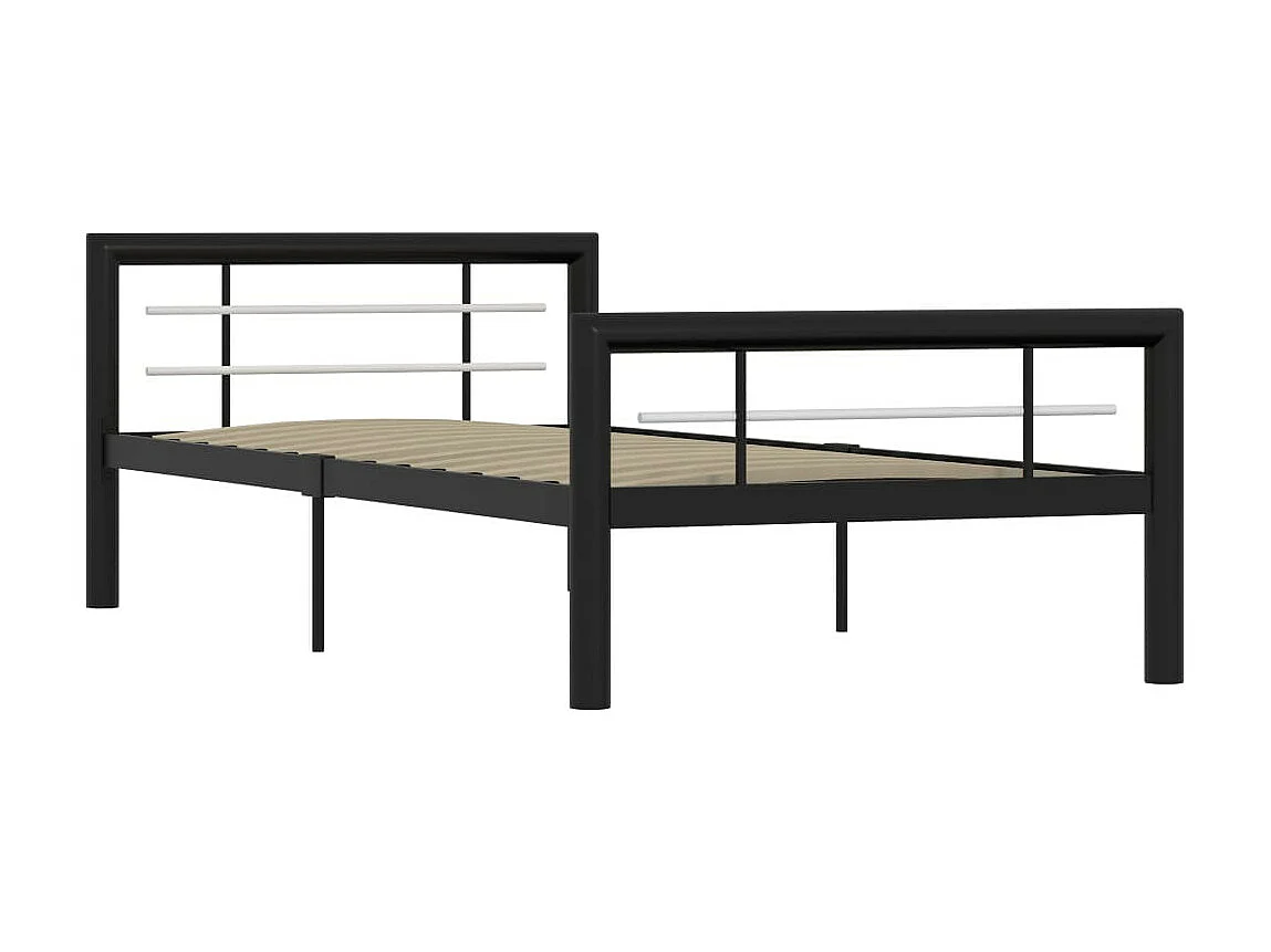 Lit métal design noir et blanc Lander 90x200