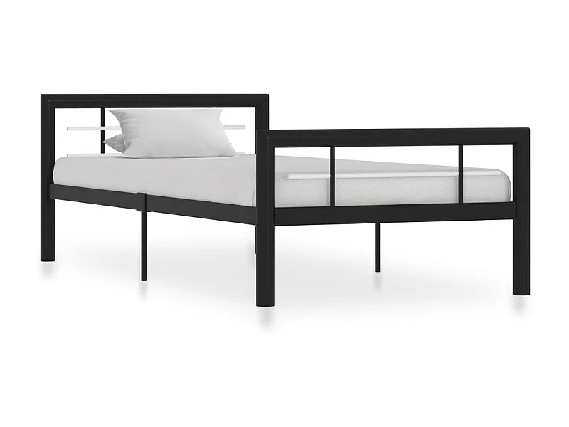 Lit métal design noir et blanc Lander 90x200