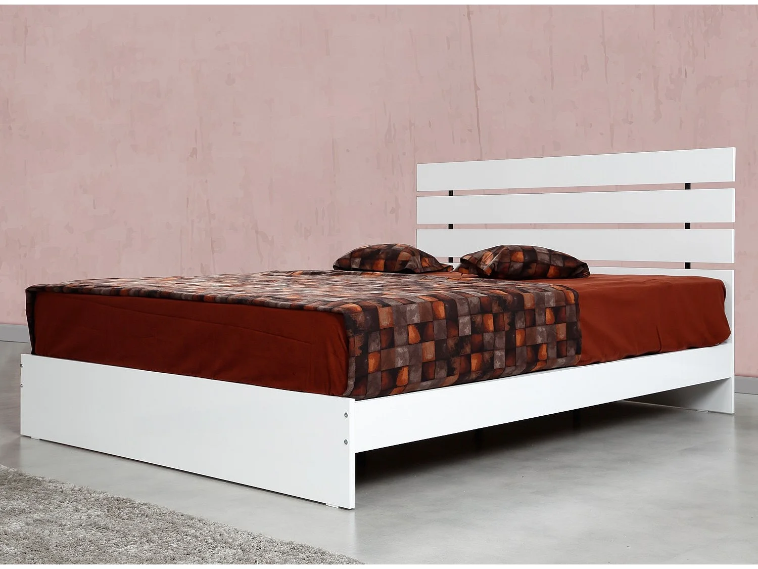 Lit adulte moderne bois blanc brillant Marka - 7 tailles-100x200