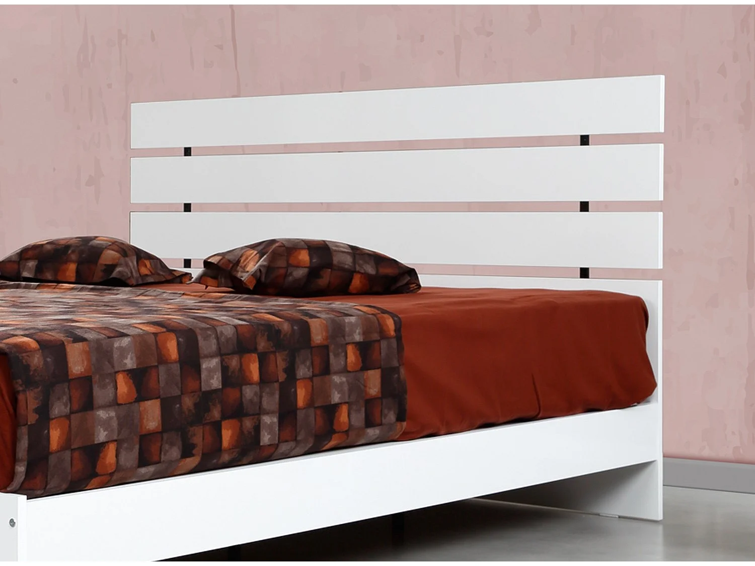 Lit adulte moderne bois blanc brillant Marka - 7 tailles-100x200