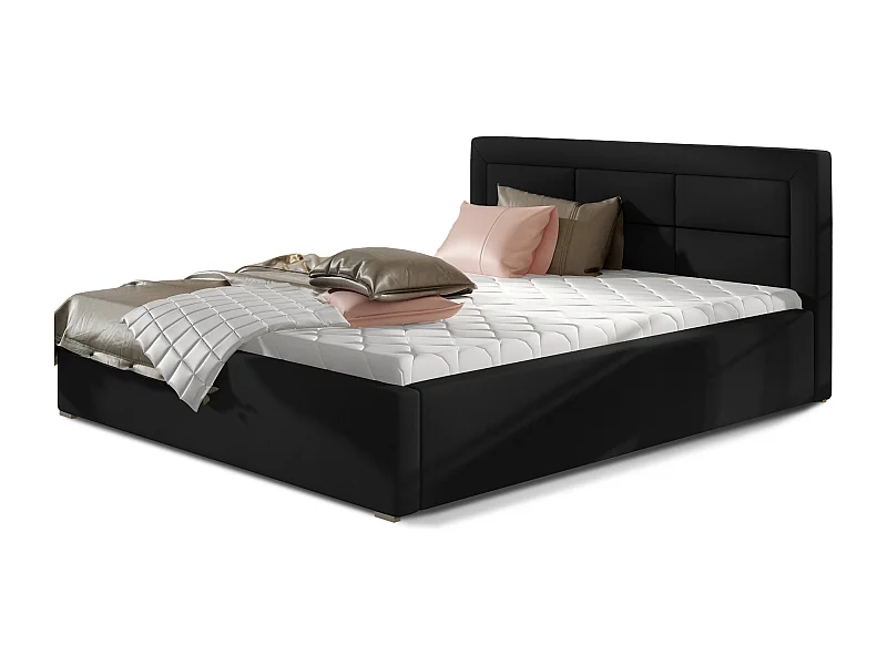 Rizaro modern gewatteerd kunstleren bed-Kleur Zwart-Slapen 200x200cm-Versie opslagruimte