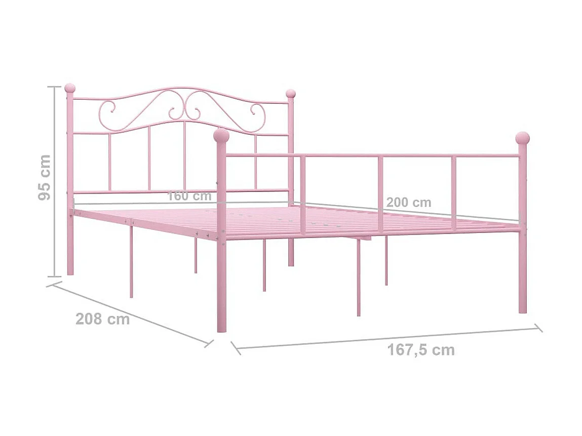 Lit métal rose Vic 160x200