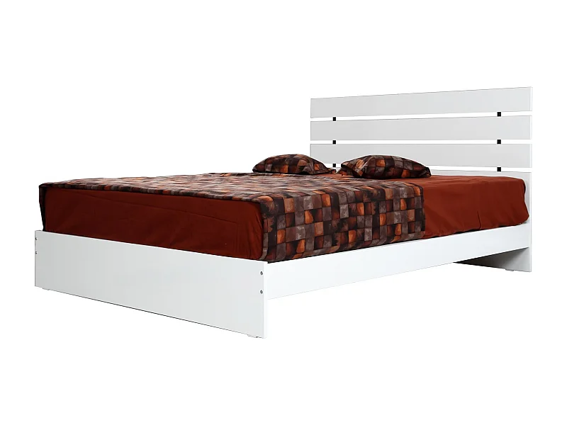 Lit adulte moderne bois blanc brillant Marka - 7 tailles-90x200