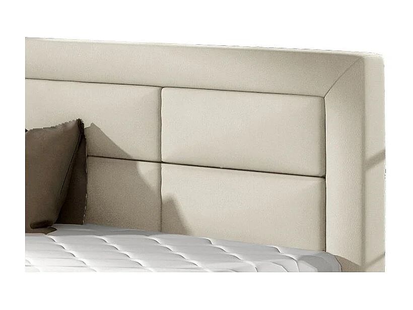 Lit moderne simili cuir capitonné Rizaro-Couleur Crème-160x200-Version coffre de rangement