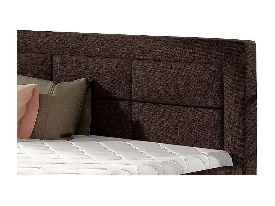 Lit moderne tissu capitonné Rizaro-Couleur Marron-180x200-Version coffre de rangement