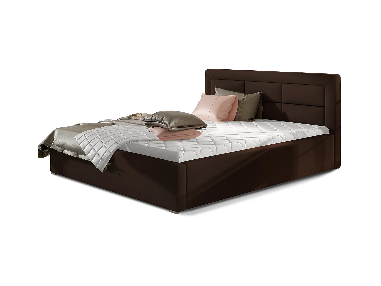 Rizaro modern gewatteerd kunstleren bed-Kleur Zwart-Slapen 180x200cm-Versie zonder boxspring