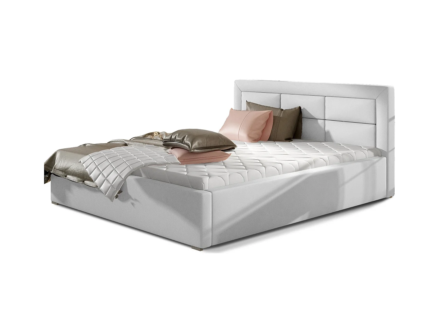 Rizaro modern gewatteerd kunstleren bed-Kleur Zwart-Slapen 180x200cm-Versie zonder boxspring