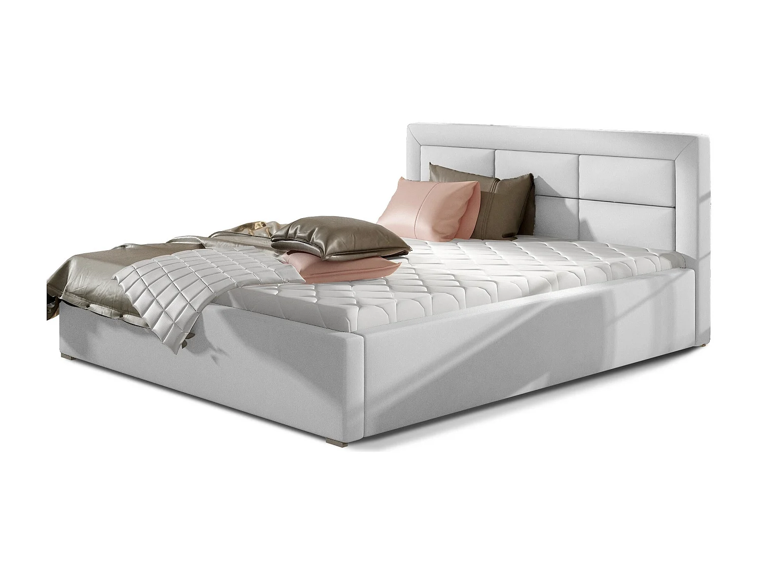 Rizaro modern gewatteerd kunstleren bed-Kleur Zwart-Slapen 180x200cm-Versie zonder boxspring