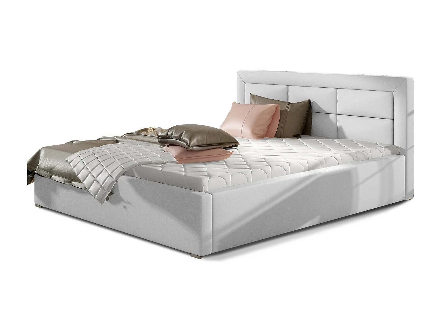 Rizaro modern gewatteerd kunstleren bed-Kleur Zwart-Slapen 180x200cm-Versie met boxspring