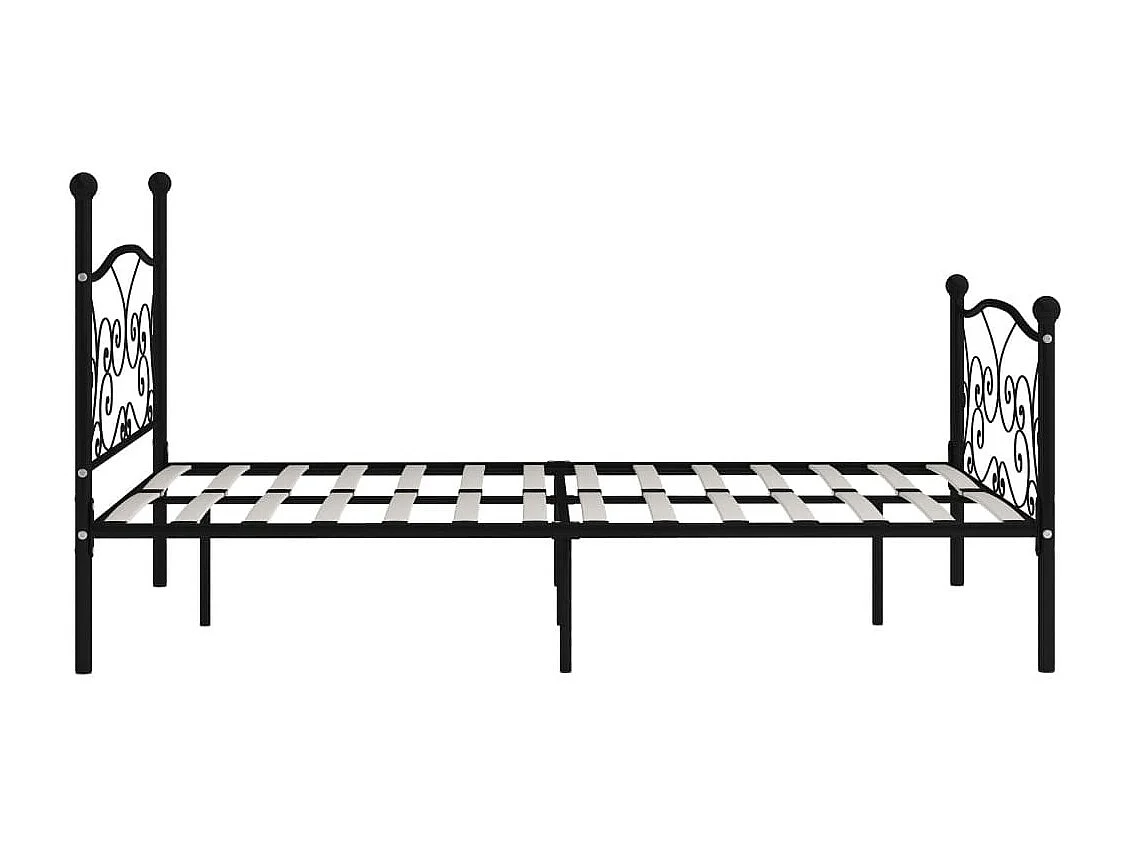 Lit métal noir deco fleurs 160x200