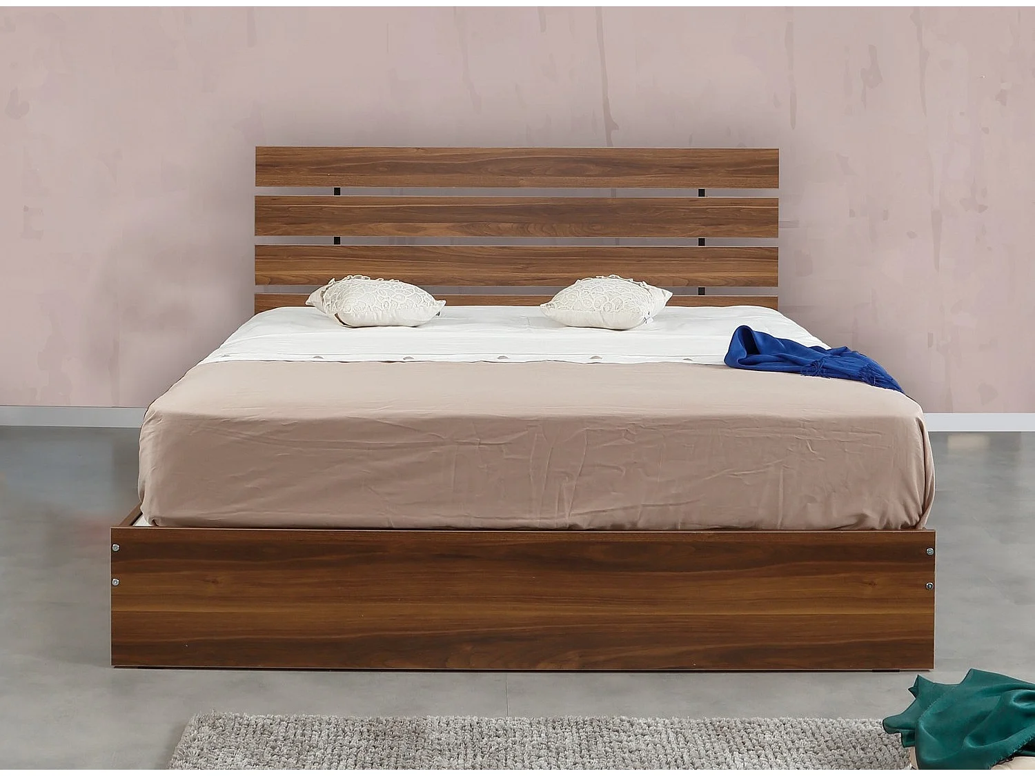 Lit adulte moderne bois marron Marka - 7 tailles-90x200