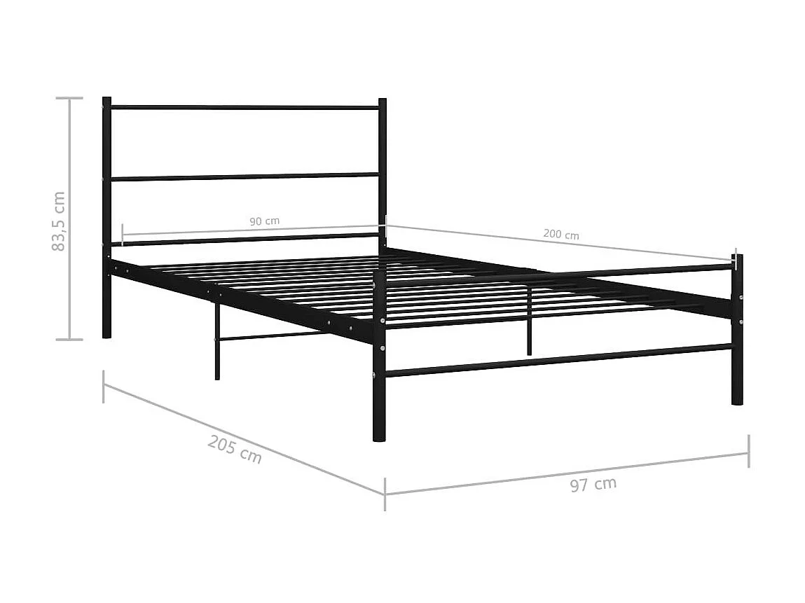Lit métal noir Binder 90x200