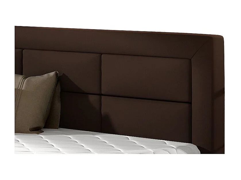 Lit moderne simili cuir capitonné Rizaro-Couleur Marron-160x200-Version coffre de rangement