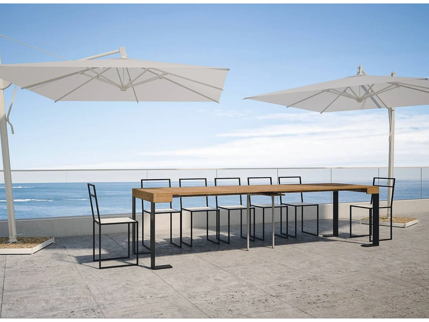 Console extensible pin massif teinté foncé et pieds métal anthracite 8 personnes 40 à 190cm Orina