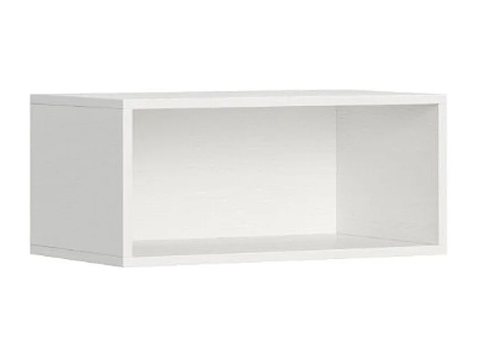 Lit escamotable horizontal blanc Bounto 85x185 avec rangement et bibliothèque composition G-1 matelas 85x185