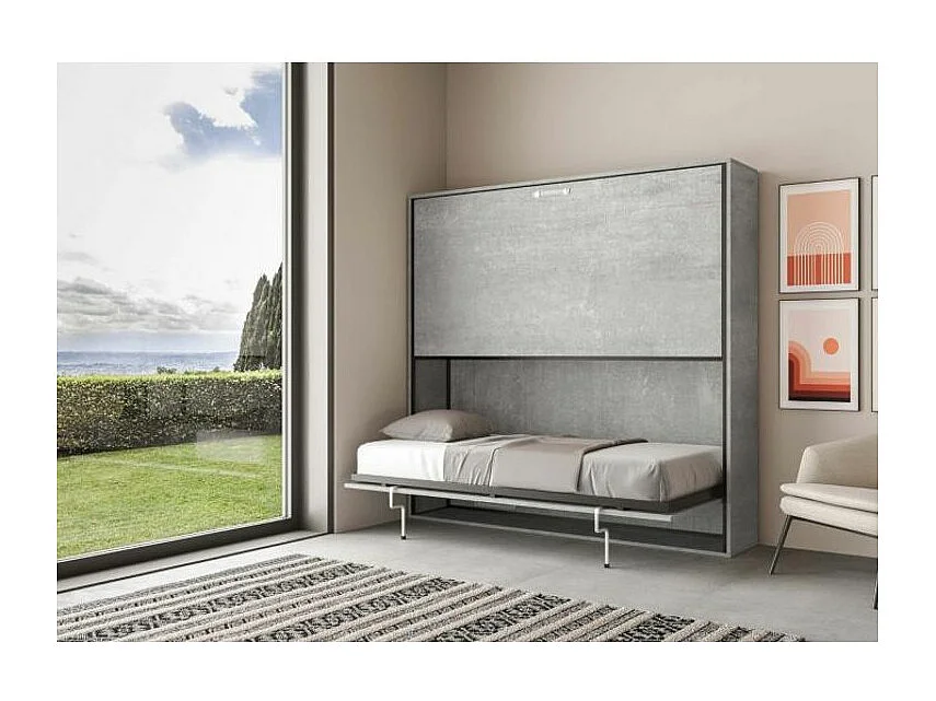 Cementgrijs horizontaal stapelbed opklapbed 2 bedden 85x185 cm Bounto-Zonder matras