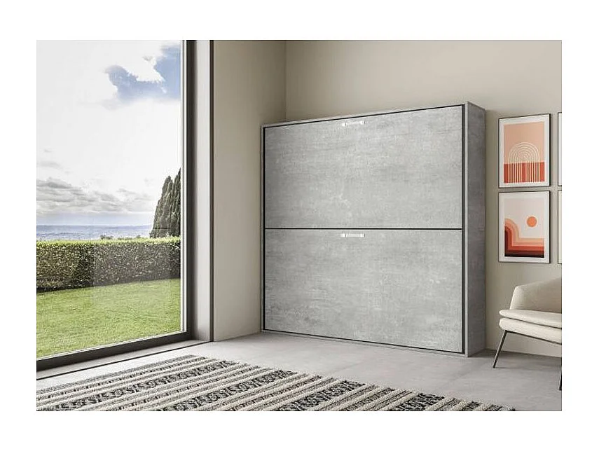 Cementgrijs horizontaal stapelbed opklapbed 2 bedden 85x185 cm Bounto-Zonder matras