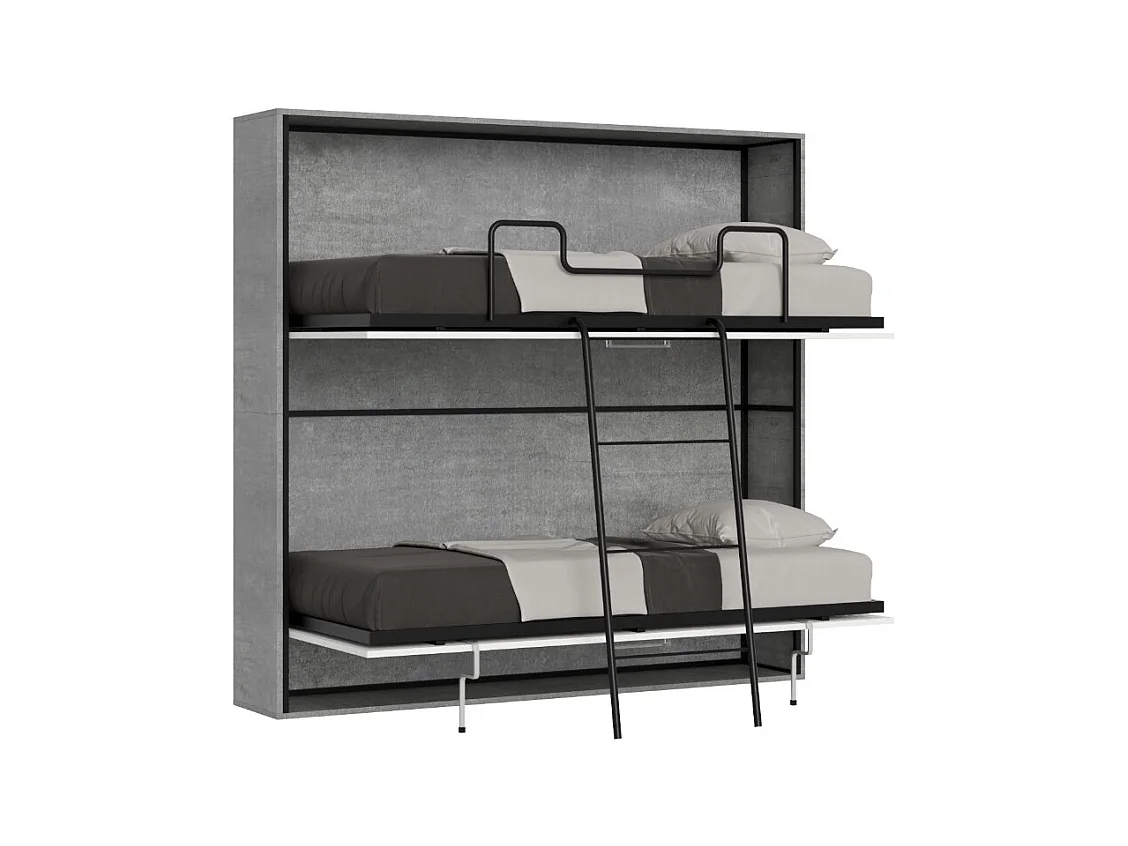 Litera abatible horizontal gris cemento 2 camas 85x185 cm Bounto-