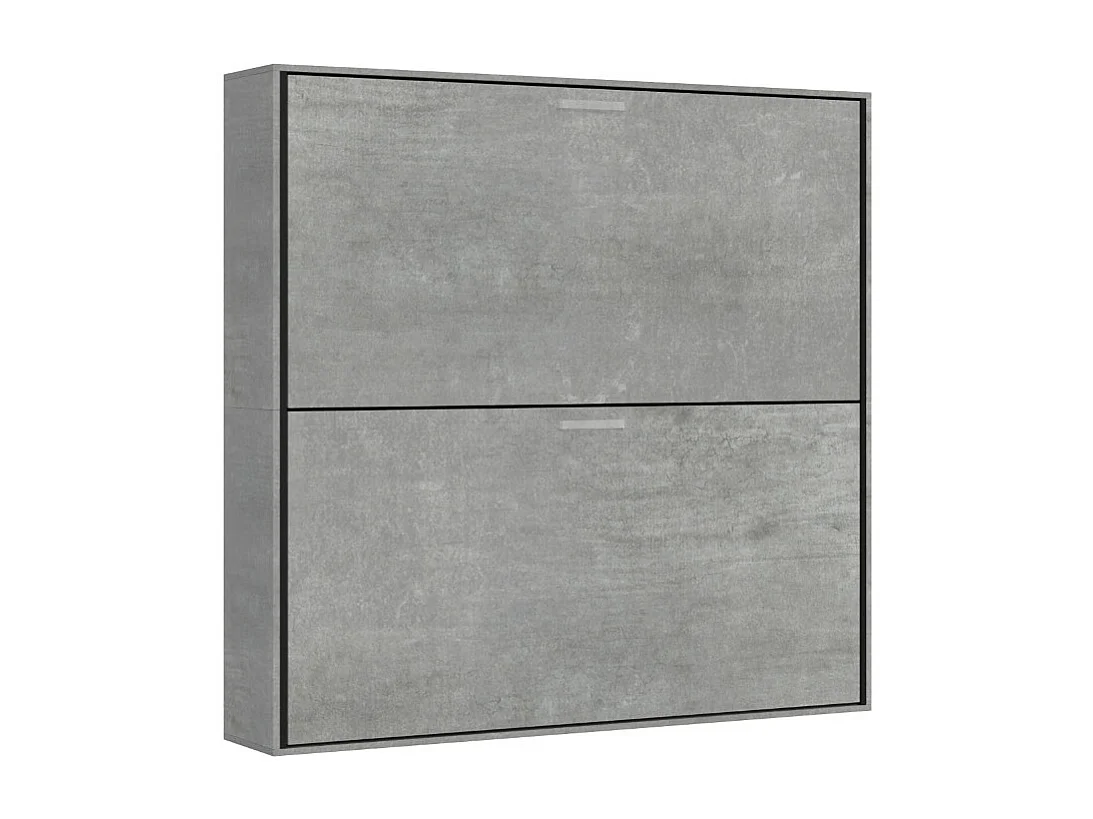 Lit escamotable superposé gris ciment horizontal 2 couchages 85x185 Bounto-