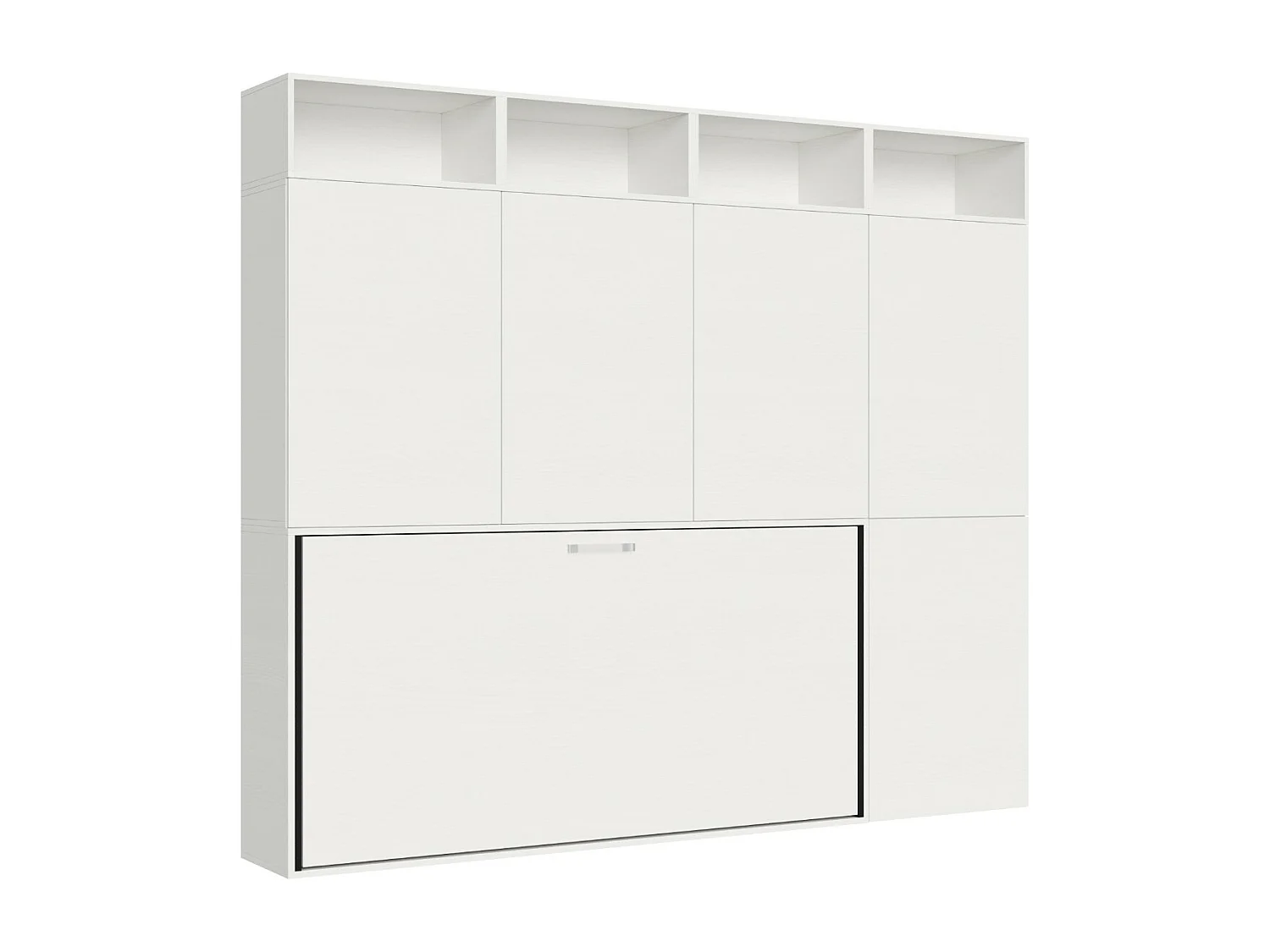 Lit escamotable horizontal blanc Bounto 85x185 avec rangement et bibliothèque composition B-1 matelas 85x185