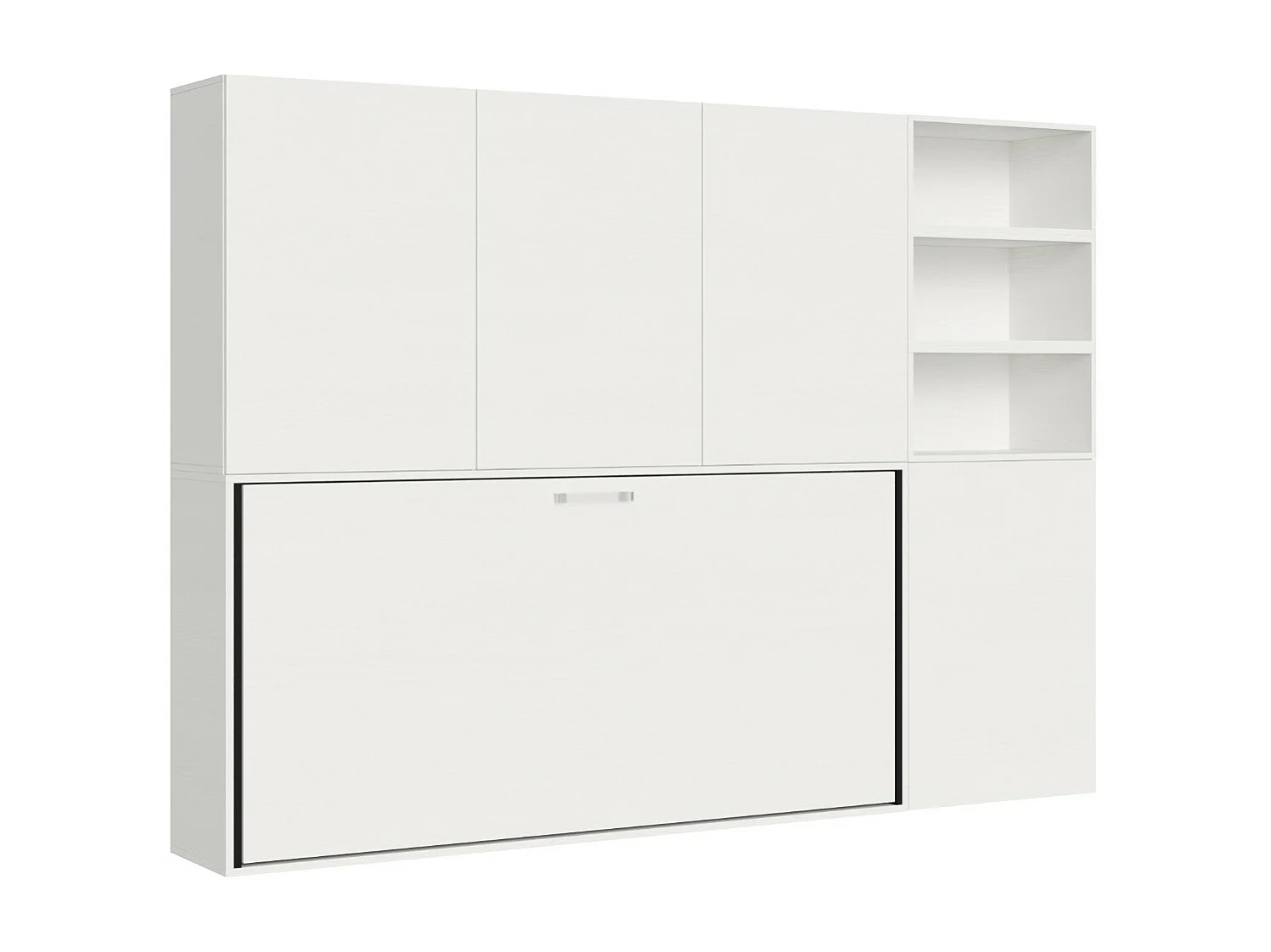 Lit escamotable horizontal blanc Bounto 85x185 avec rangement et bibliothèque composition F-