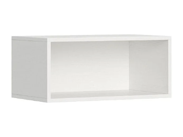 Lit escamotable horizontal blanc Bounto 85x185 avec rangement et bibliothèque composition C-