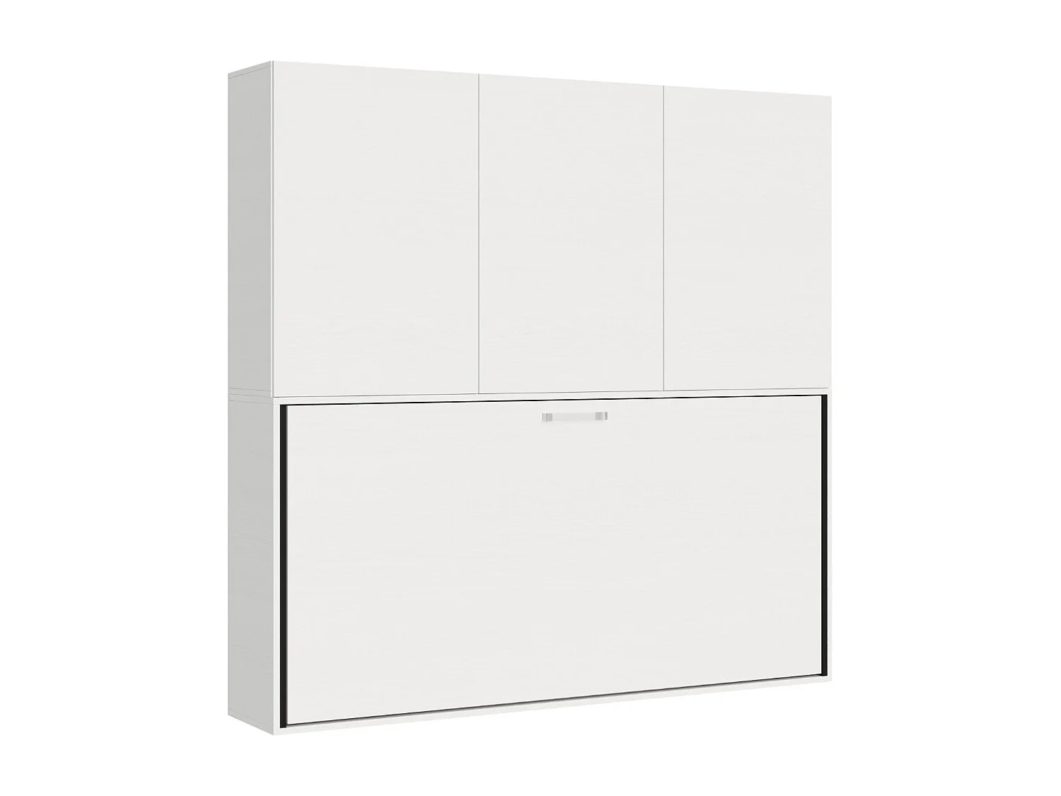 Cama abatible horizontal Bounto blanca 85x185 cm con almacenaje y librería composición D-Colchones 1 colchón 85x185cm