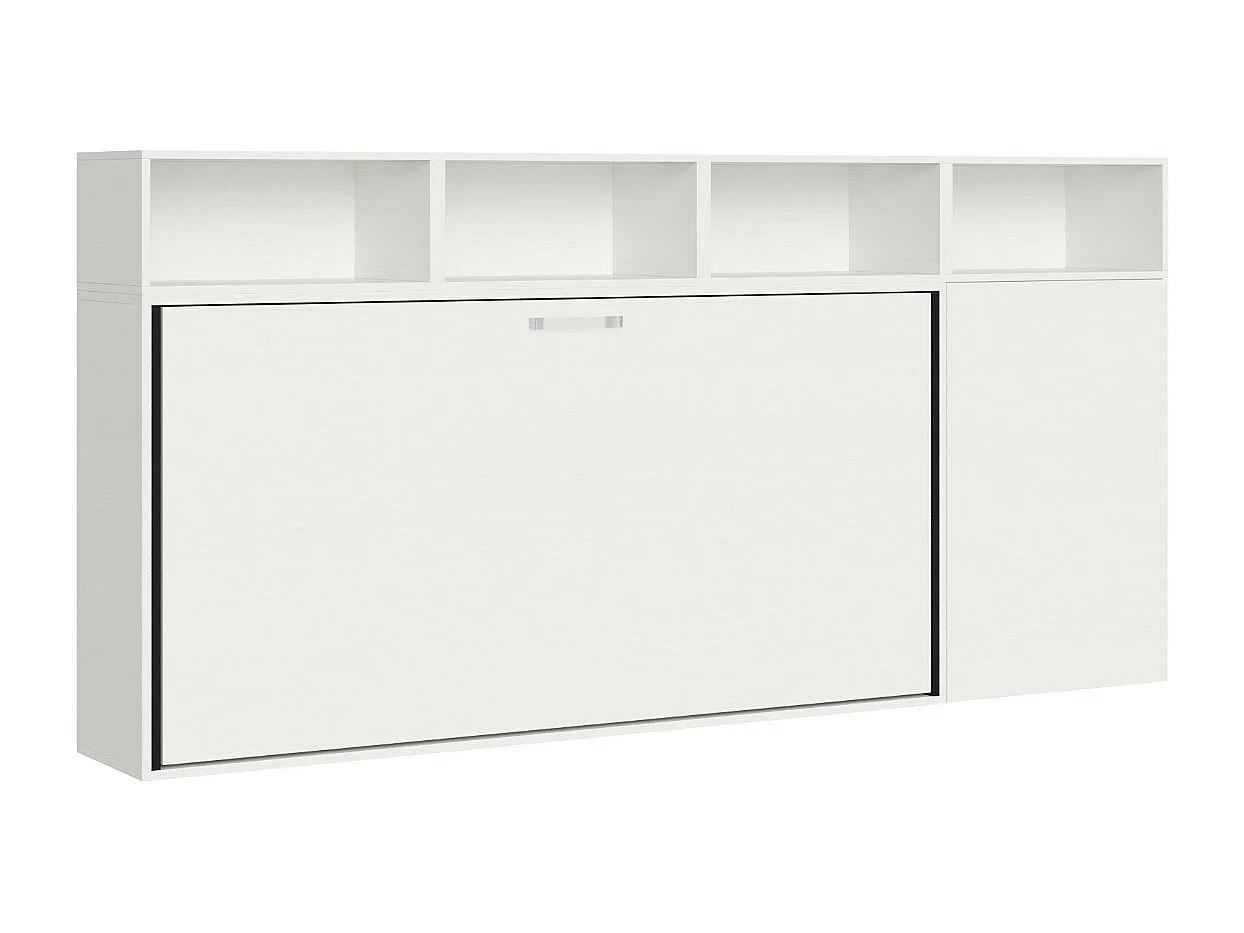 Lit escamotable horizontal blanc Bounto 85x185 avec rangement composition A-