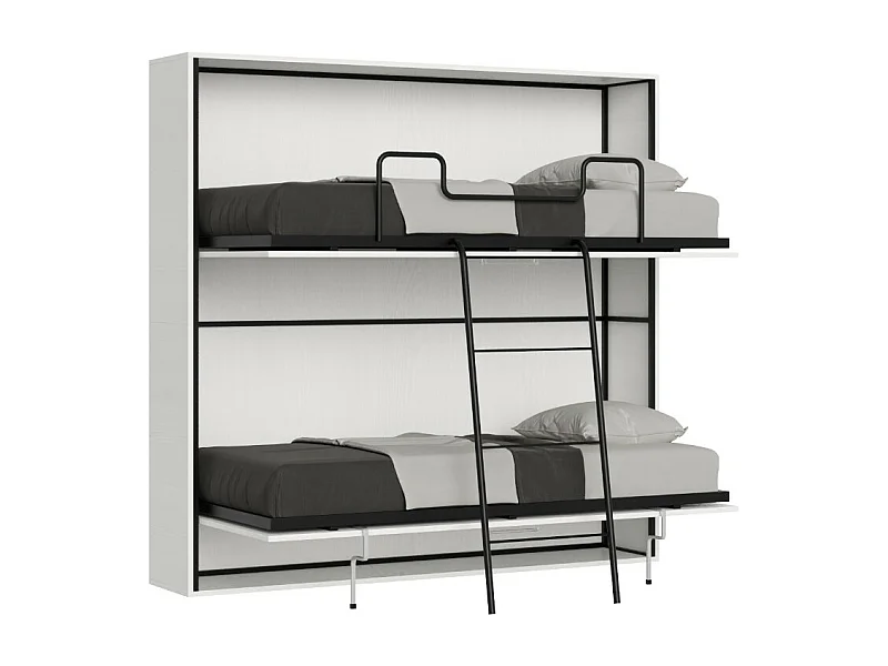 Lit escamotable superposé blanc horizontal 2 couchages 85x185 Bounto-