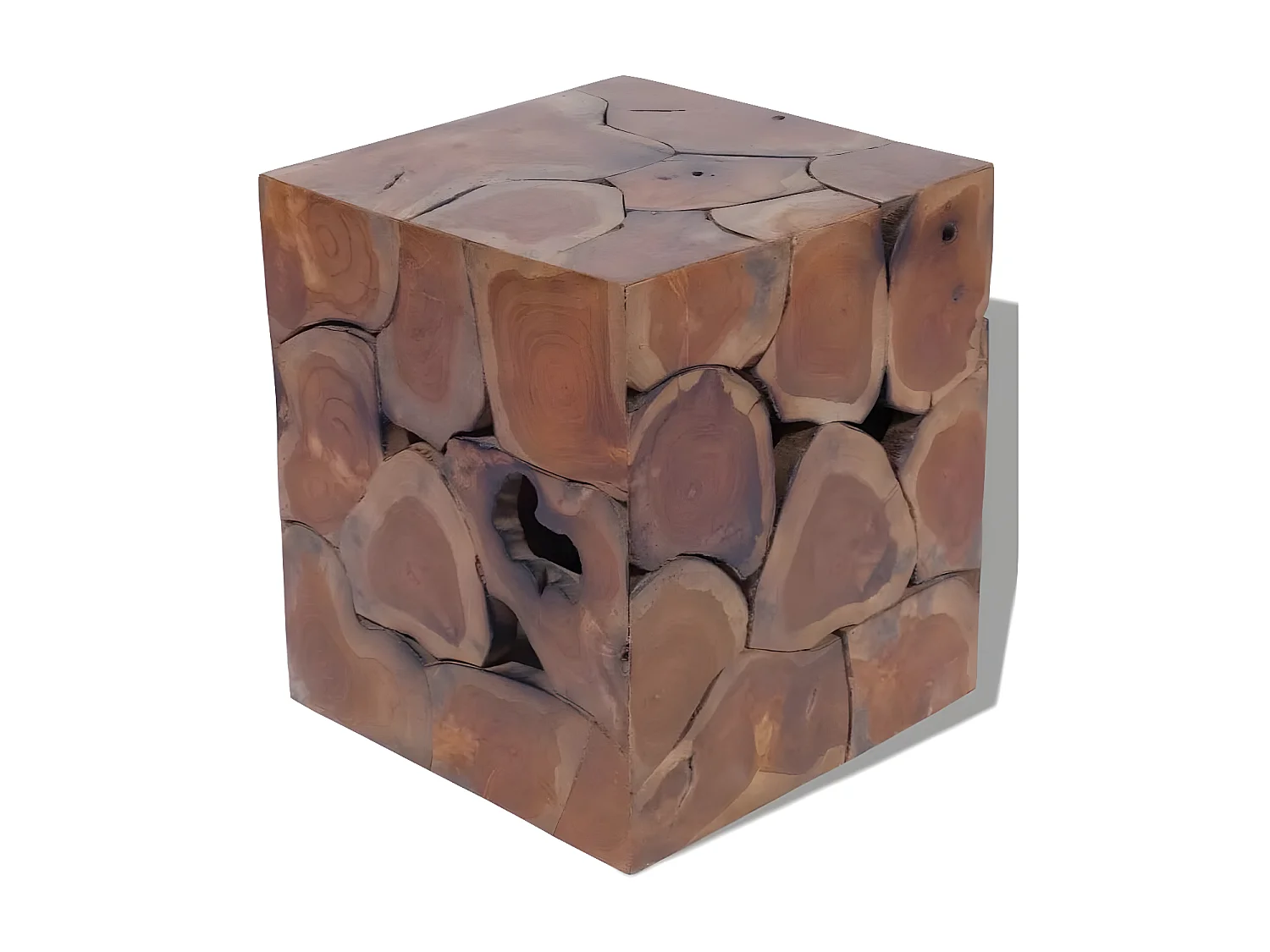 Tabouret bas carré teck massif foncé Kyral - Lot de 4