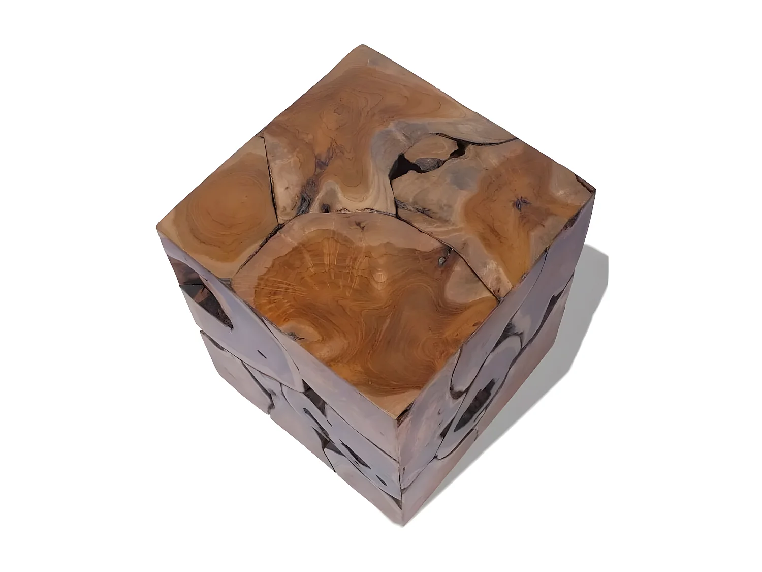 Tabouret bas carré teck massif foncé Kyral - Lot de 4