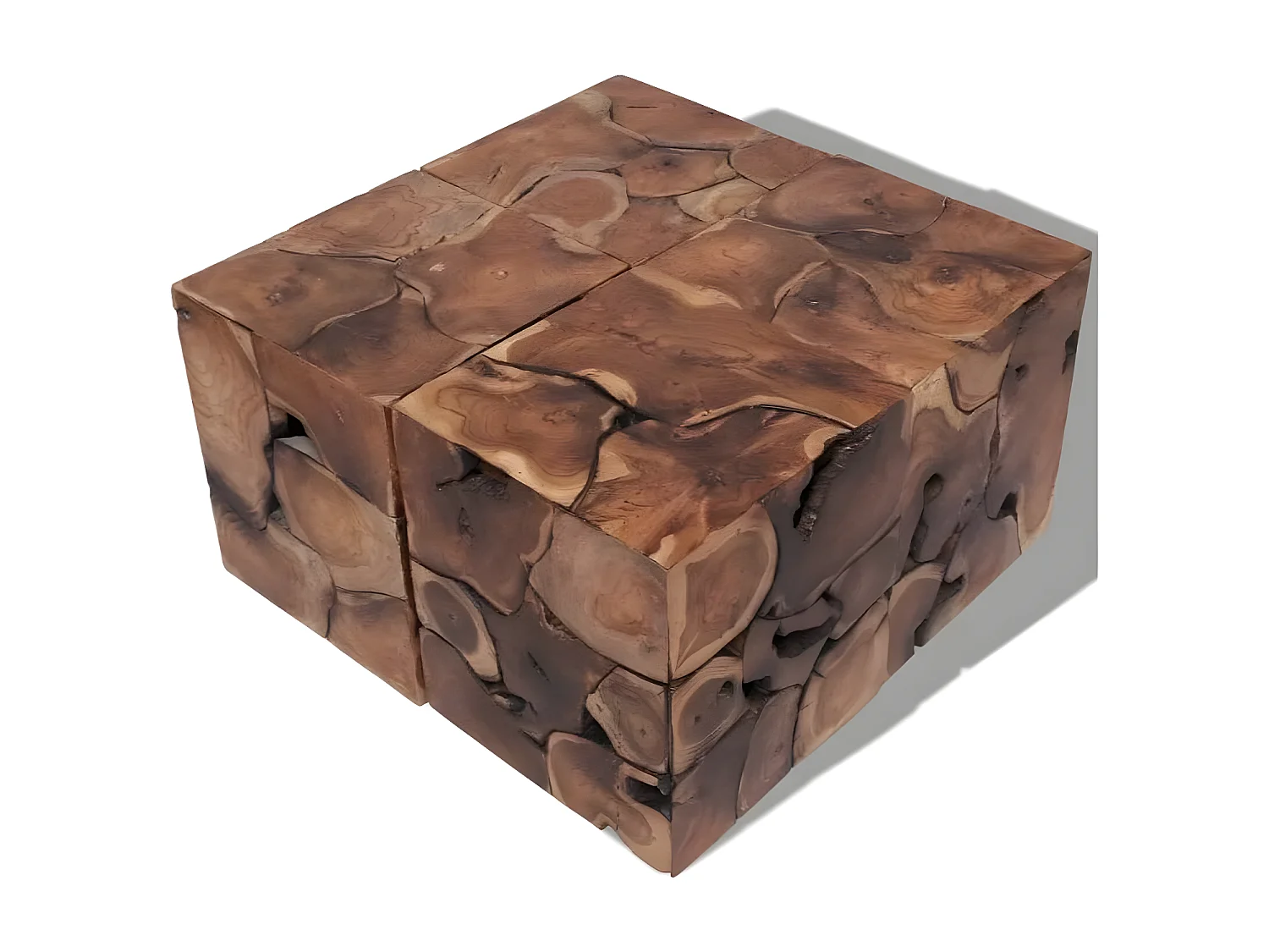 Tabouret bas carré teck massif foncé Kyral - Lot de 4