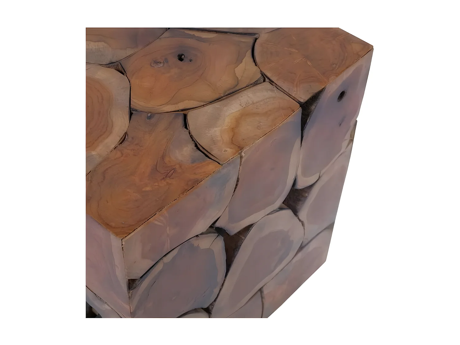 Tabouret bas carré teck massif foncé Kyral - Lot de 4