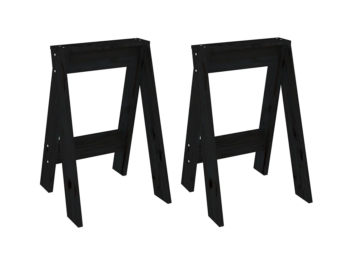 Tabourets 2 pcs Noir 40x40x60 Bois massif de pin
